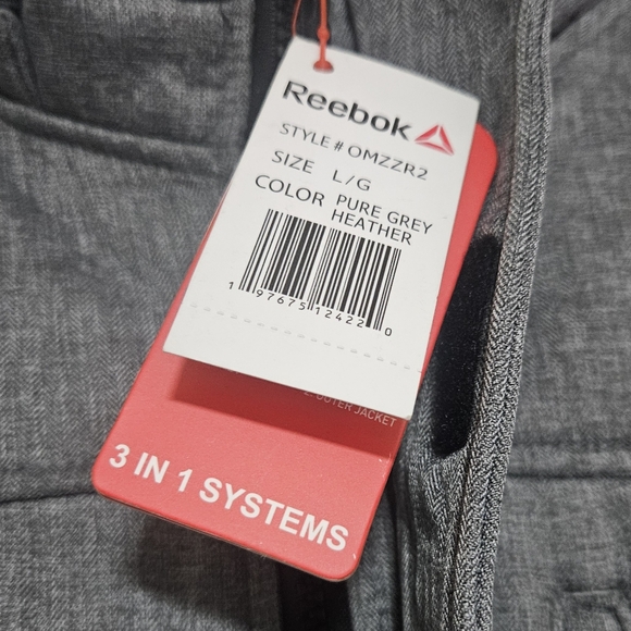 Men's Reebok 3 in 1 Systems Jacket, Hooded, Gray, Size Large, NWT - Picture 13 of 15
